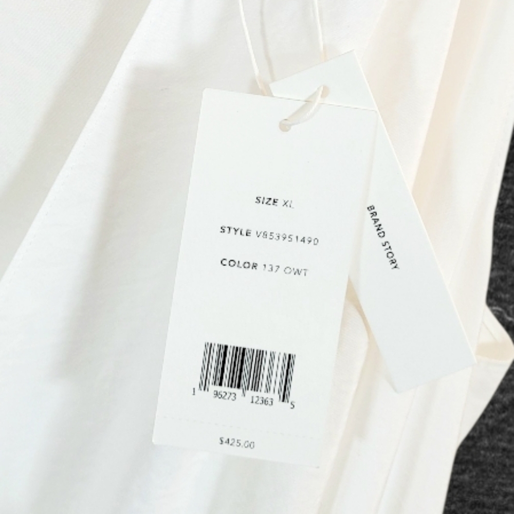 NWT VINCE Sleeveless V-Neck Wrap Side Tie Pleated Midi Dress Optic White XL - Picture 5 of 12